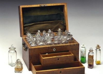 Michael Faraday's chemical chest, 19th century.