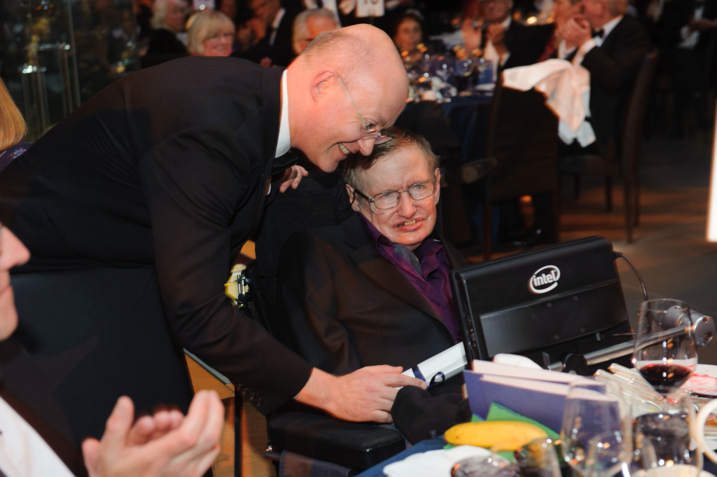 Ian Blatchford Presents Stephen Hawking with award