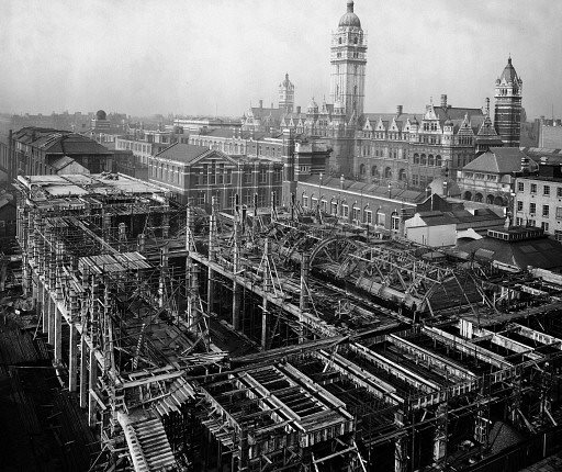 Work on the ‘East Block’, the main Science Museum building. Picture taken in November 1915 from the Victoria & Albert Museum.