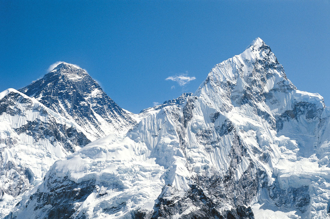 The Himalayas. Mount Everest (8846m) and Nuptse (7841m) peaks.