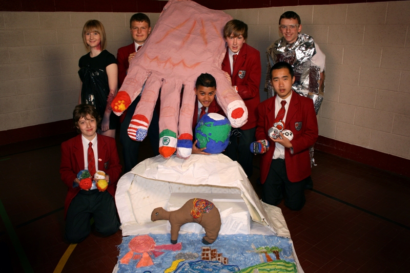 Students from Beech House School, Rochdale with their artwork - The Whole World in Their Hands. Image credits: Science Museum
