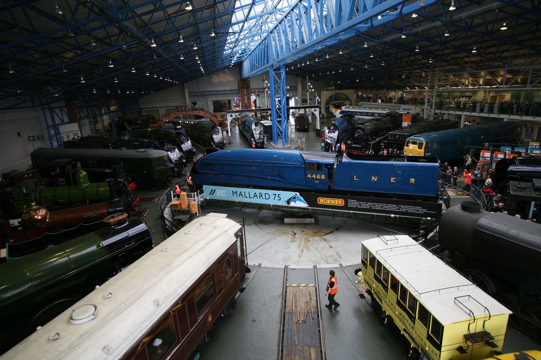 Mallard is moved into place with five sister A4s to celebrate the world record. Credit: NRM