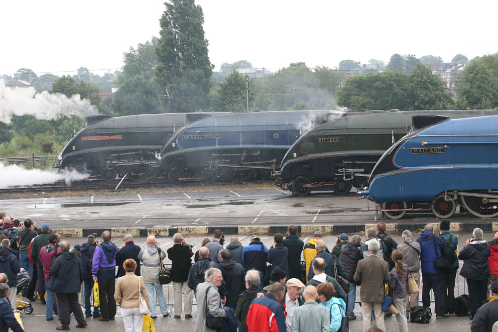 Four remaining UK-based A4s in York for Mallard's 70th Anniversary. 