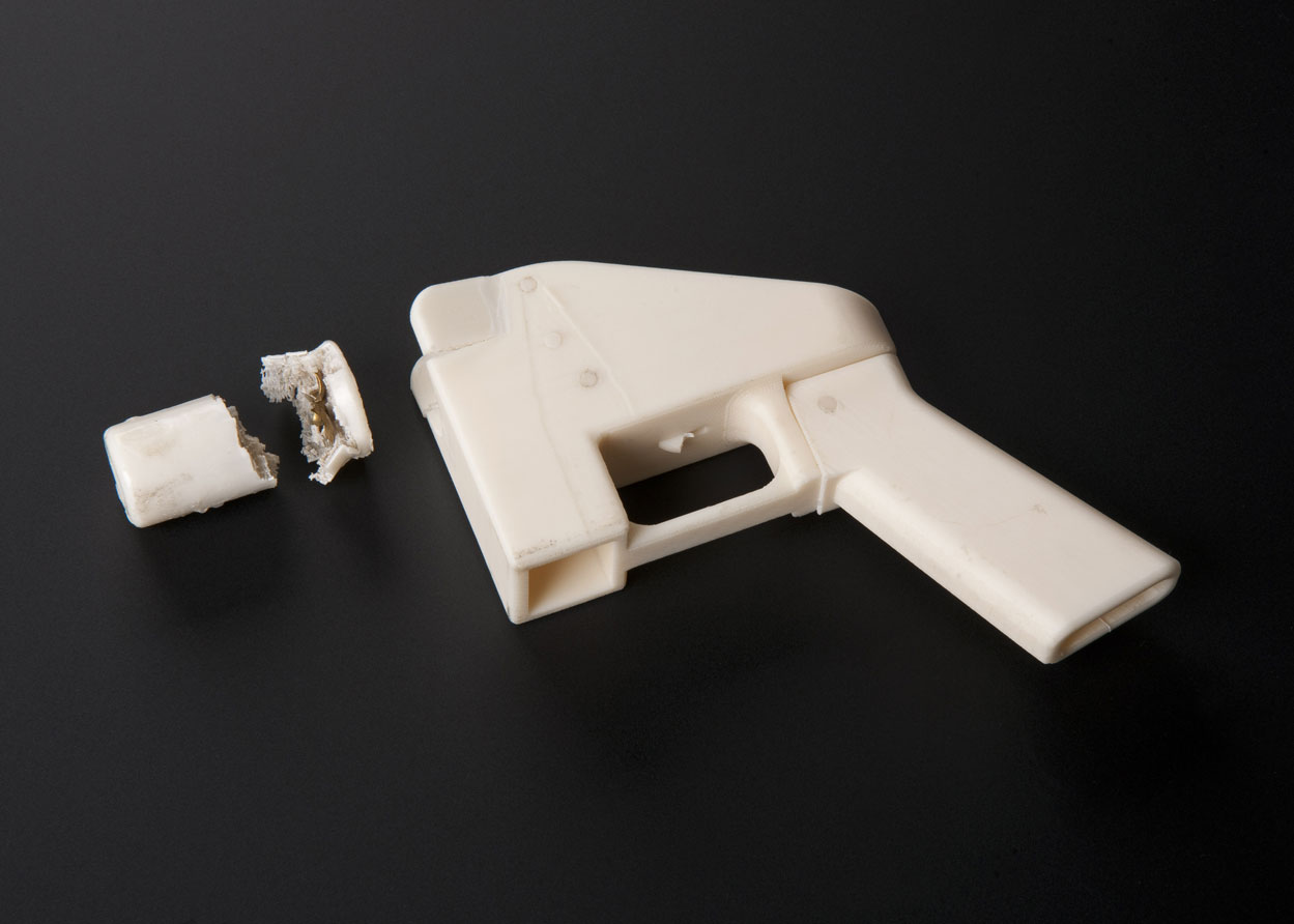 The 3D printed gun in pieces.