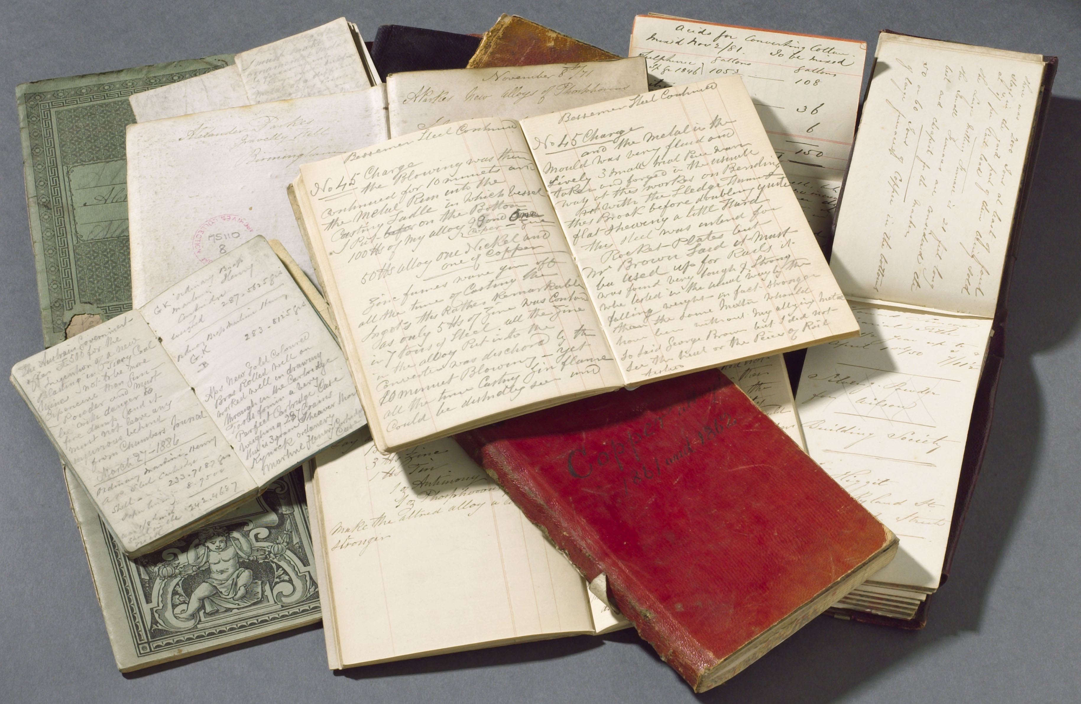 Notebooks of Alexander Parkes, c 1860s-1870s. Image: SSPL
