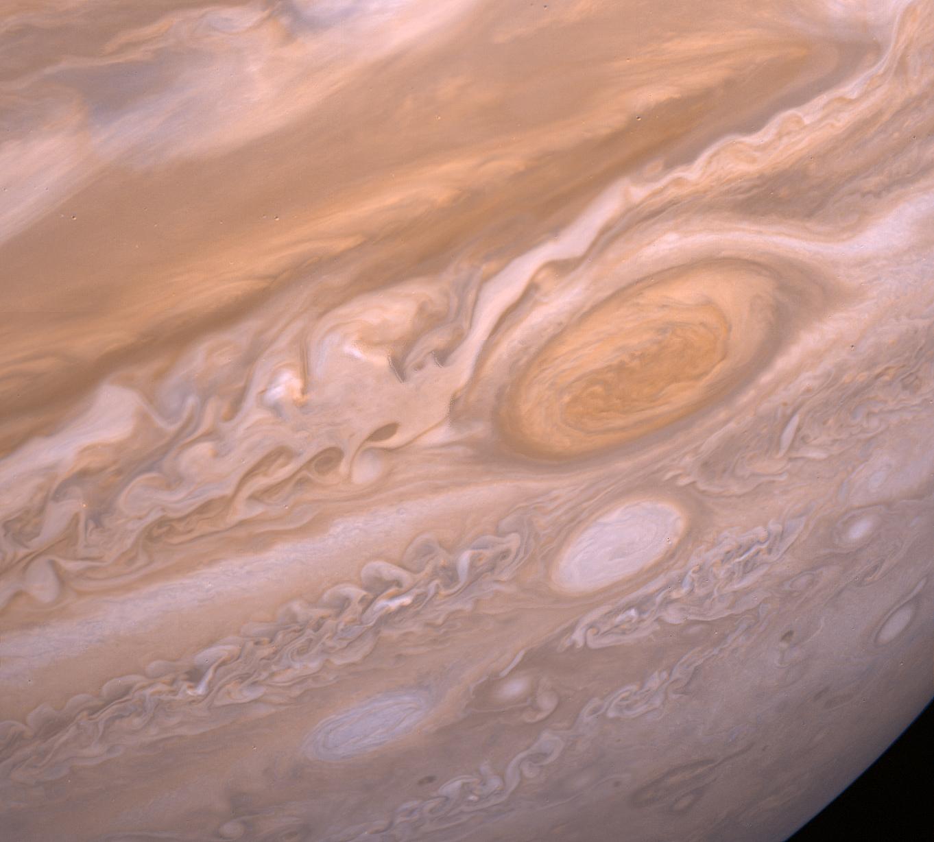Jupiter's Violent Storms. Image taken by Voyager 2 in 1979.