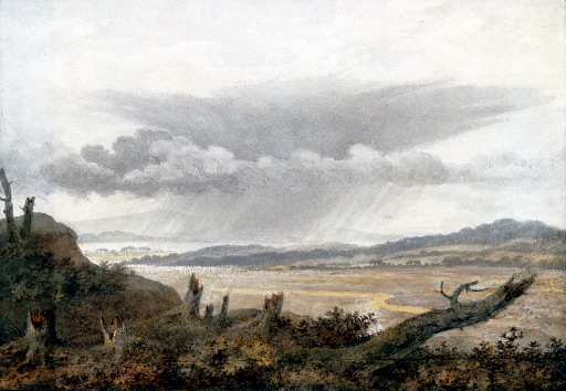 Watercolour sketch by Edward Kennion with cloud studies by Luke Howard c 1808-1811