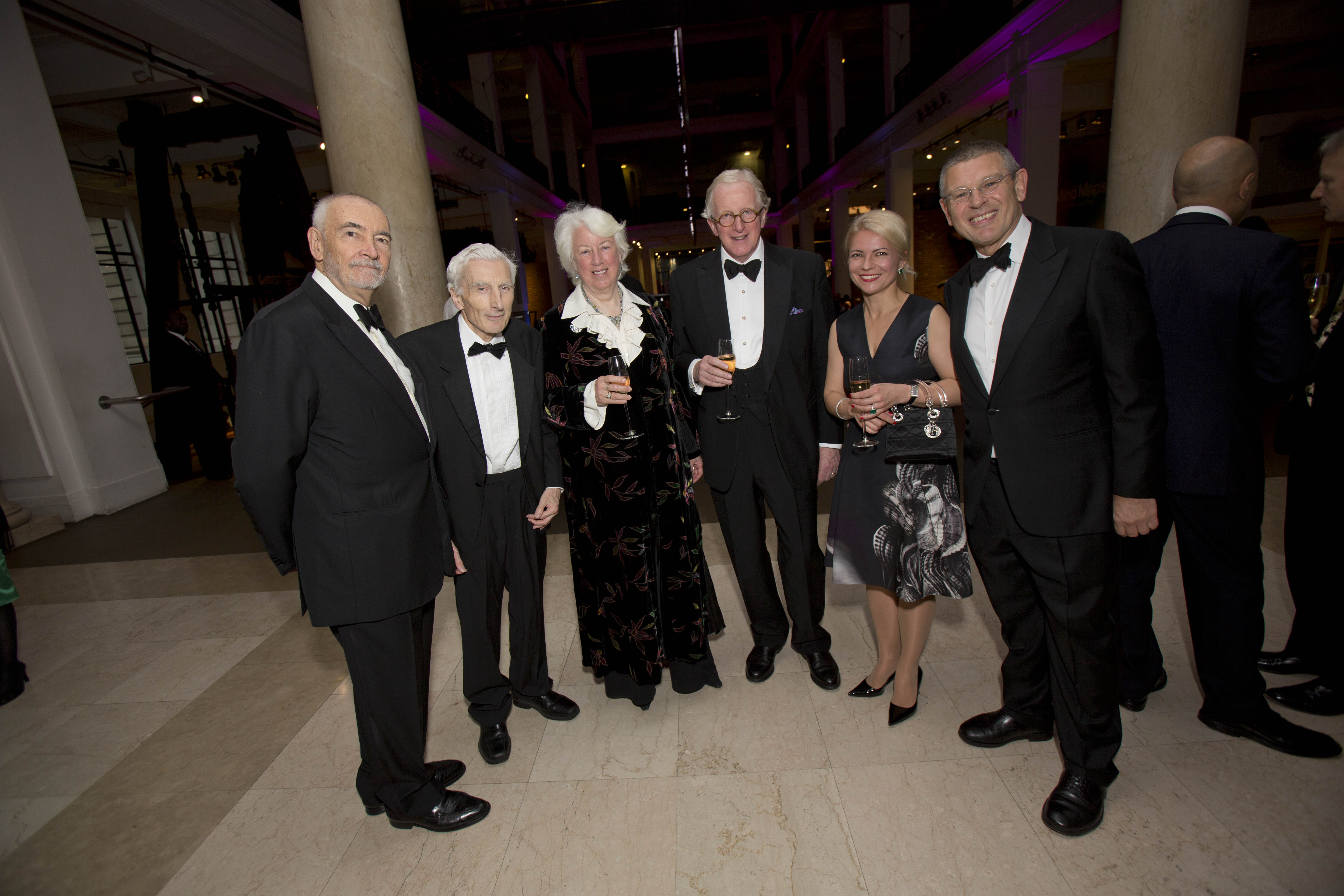 Michael Wilson OBE, The Right Hon Lord Rees of Ludlow, Lady Elise Becket Smith, Sir Martin Smith KBE, Veronika Covington and Howard Covington attend the 2014 Science Museum Director's Annual Dinner © Tim Anderson