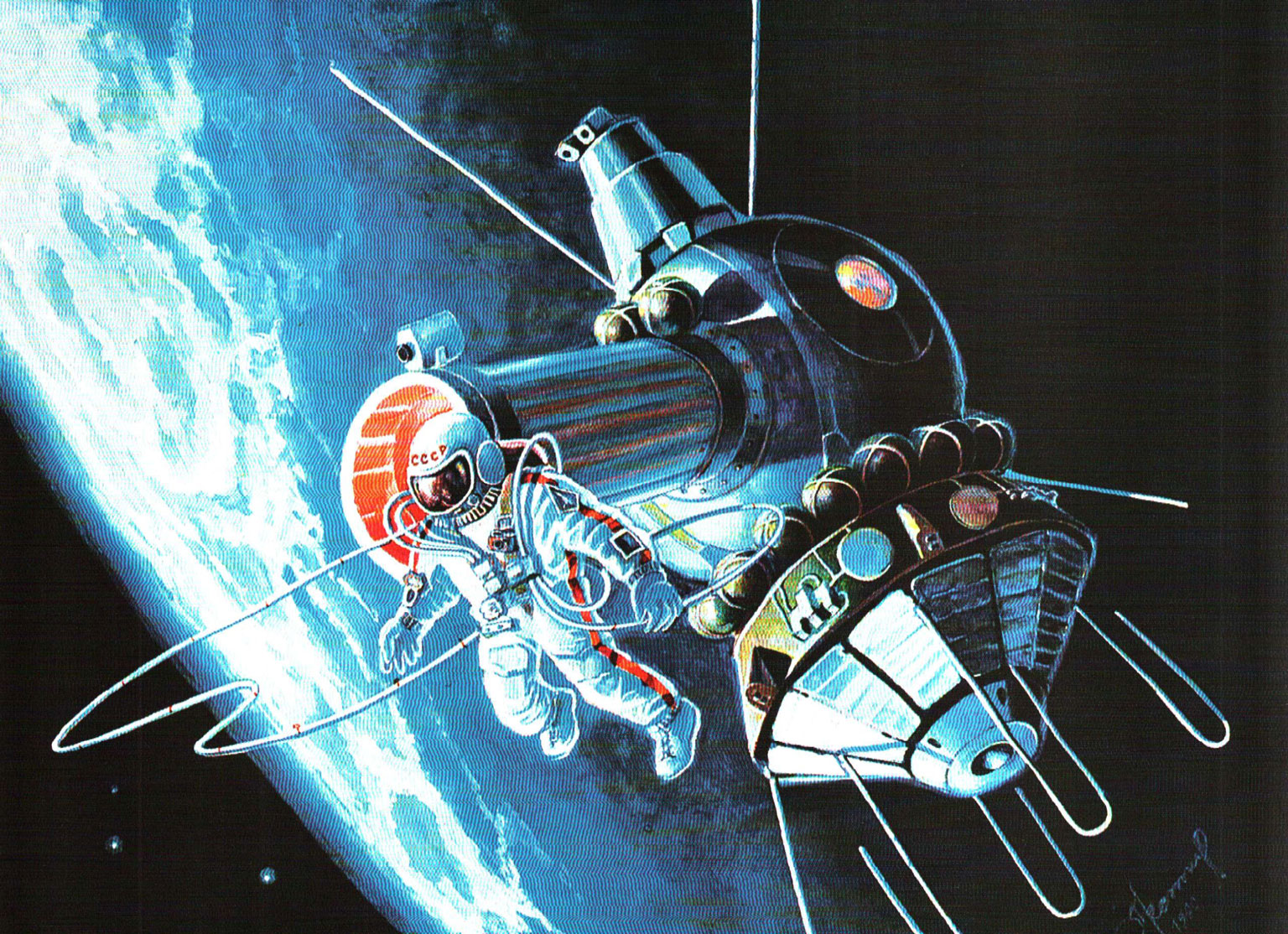 Alexei Leonov, In Free Flow (1965). Oil on canvas. Painted by Alexei Leonov and reproduced by permission of the artist.