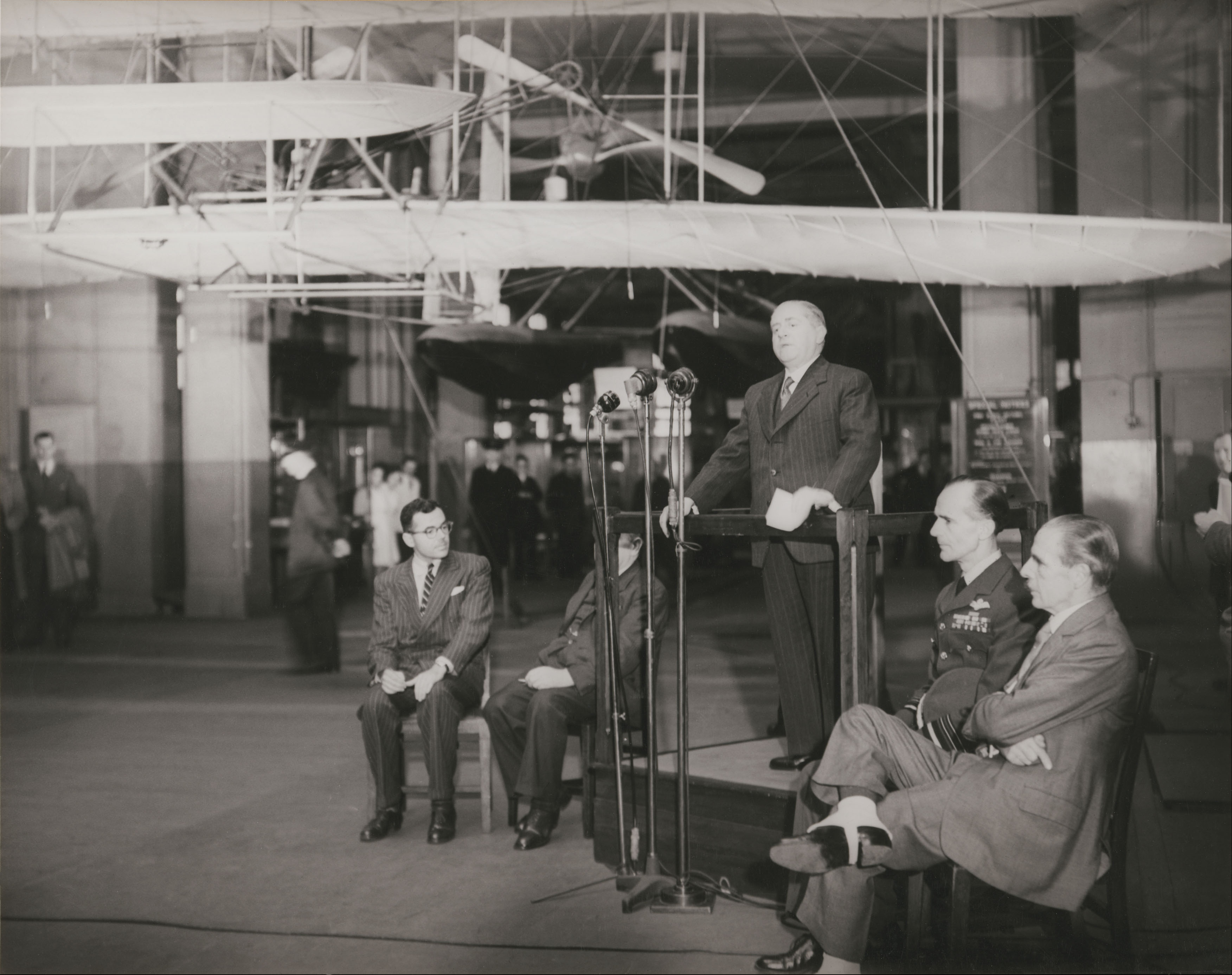 Ceremony marking the return of the Wright Flyer, Science Museum, 1948.