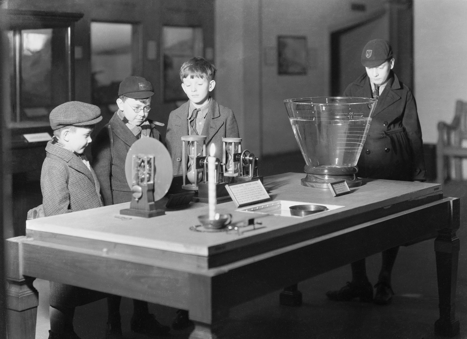 Schoolboys in the Children's Gallery of the Science Museum, March 1934. 