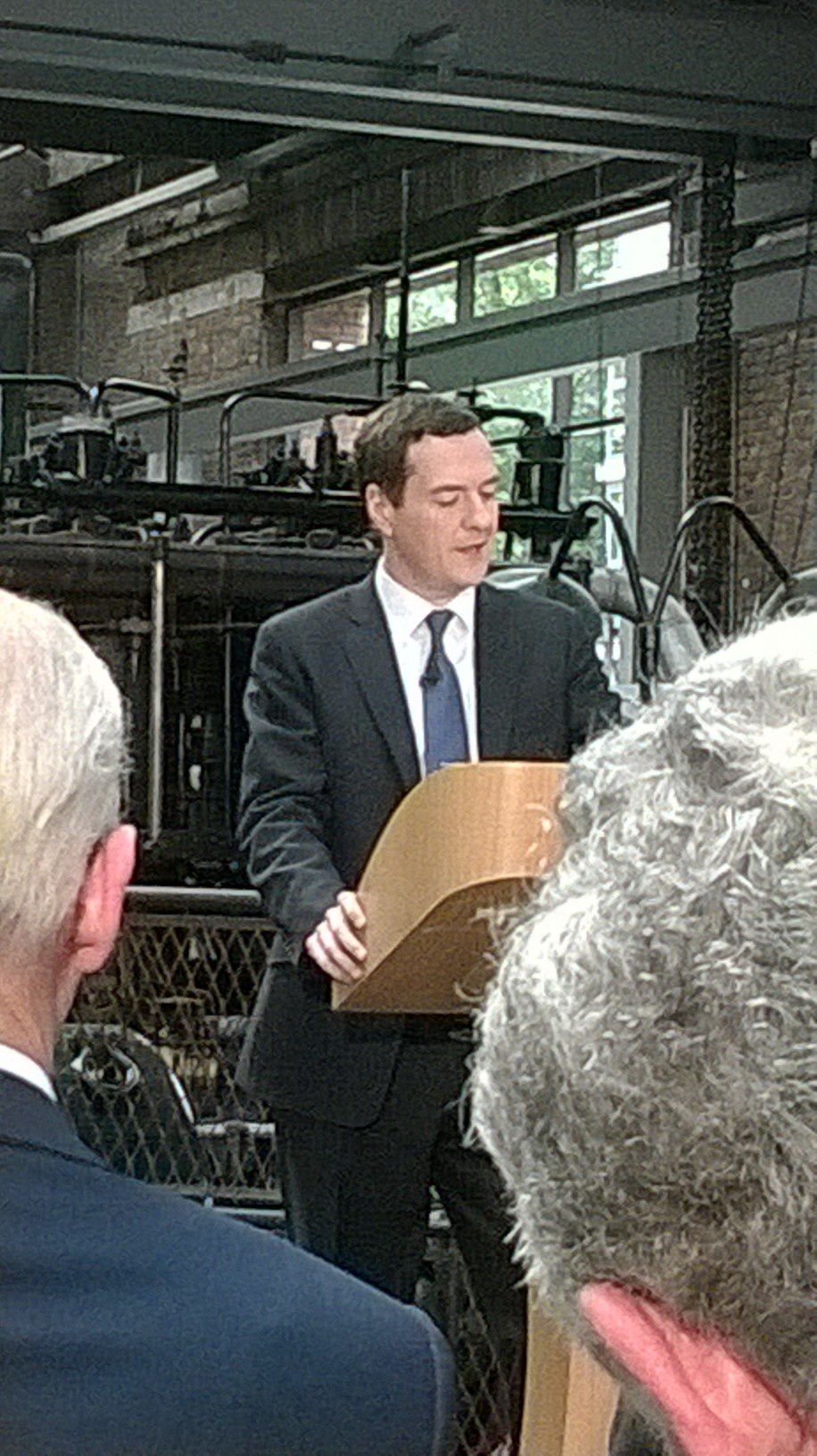 The Chancellor, George Osborne, speaking to a high profile audience at the Museum of Science and Industry, Manchester. Image credit: Roger Highfield