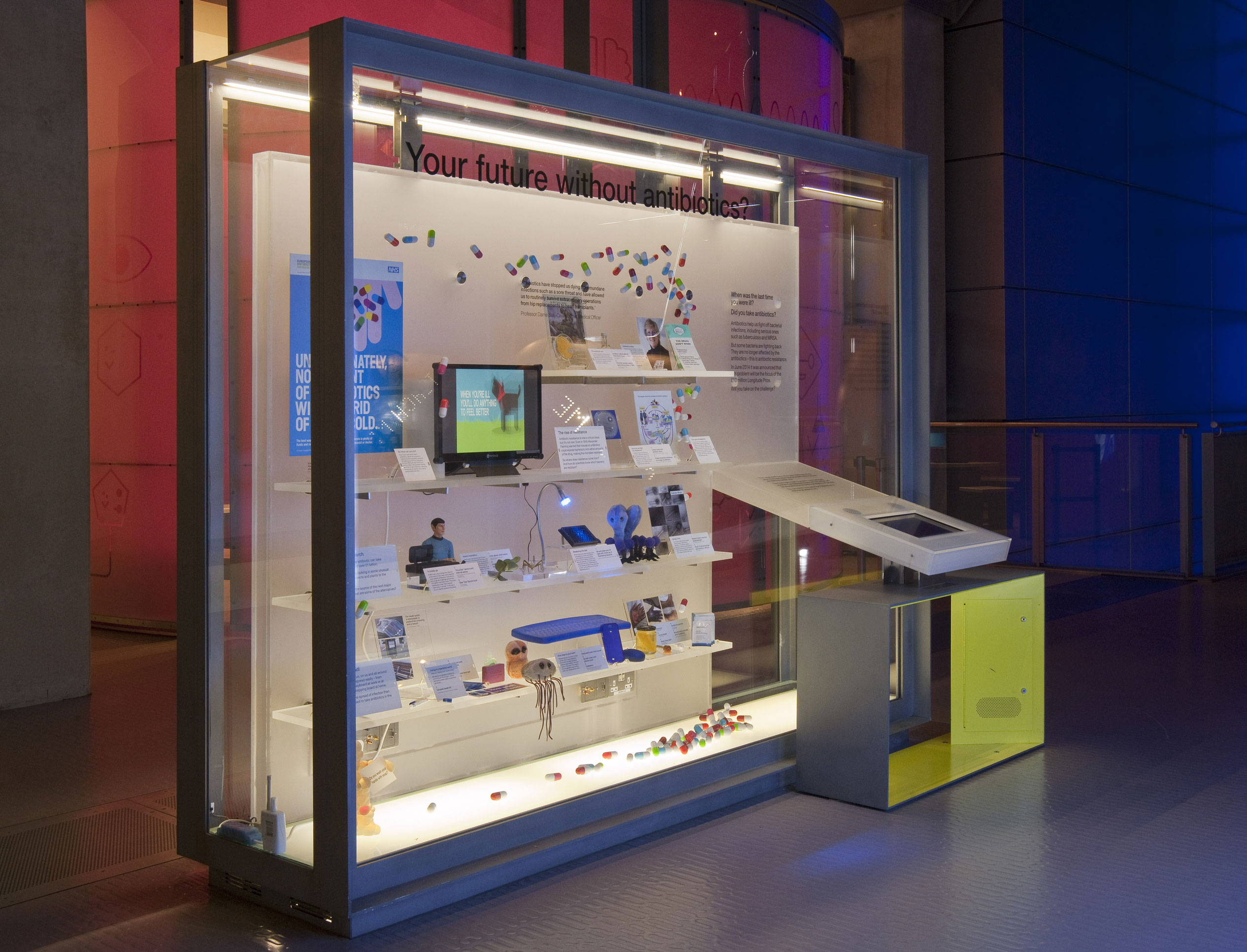 The new antibiotics display in the Museum's Who Am I? gallery. Image credit: Science Museum