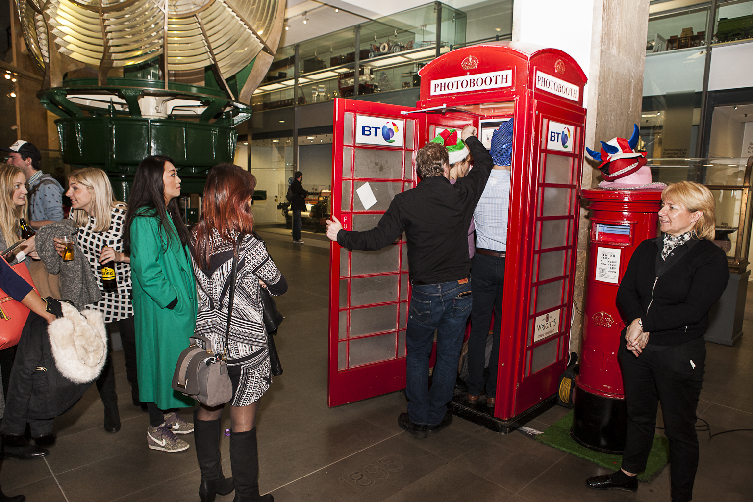 Visitors queue up to take part in BT's Phone Box Photo Booth. Image credit: Science Museum