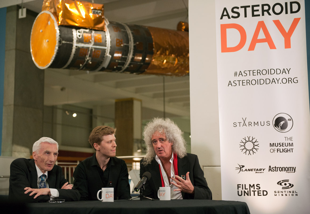  Lord Martin Rees, the Astronomer Royal, Director Grigorij Richters and Dr Brian May, astrophysicist and guitarist from Queen took part in the launch event at the Science Museum. 