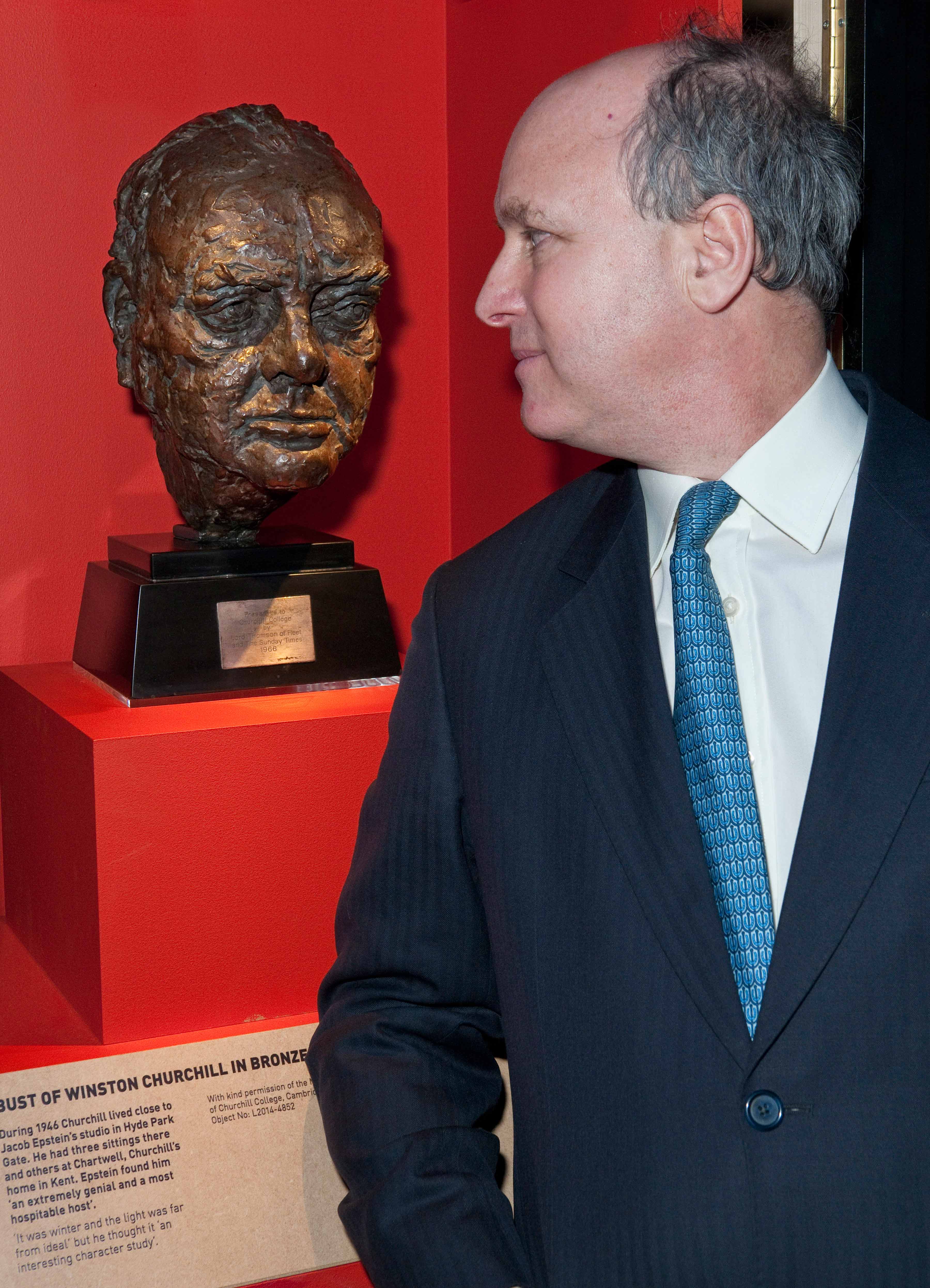 Randolph Churchill examines a Jacob Epstein bust of Sir Winston Churchill. Image credit: Science Museum