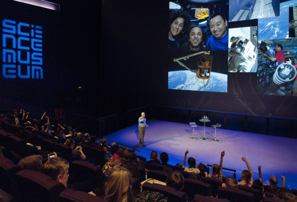 NASA's Charles Bolden takes questions from students at the Science Museum. Credit: Science Museum.