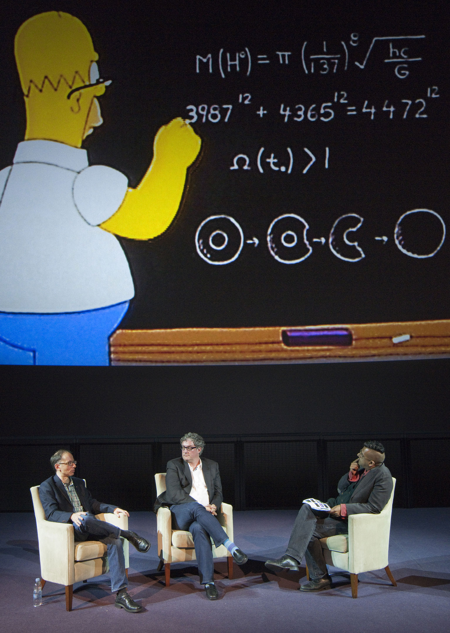 Al Jean and David X. Cohen discussing maths and The Simpsons at the Science Museum. Credit: Science Museum
