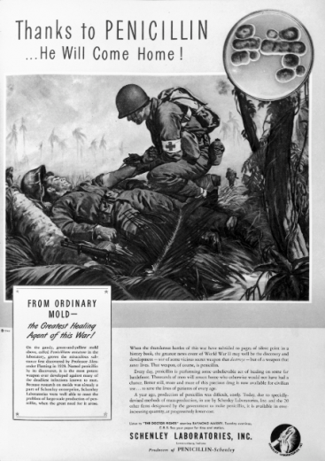 Advertisement for penicillin production from Life magazine, 1944