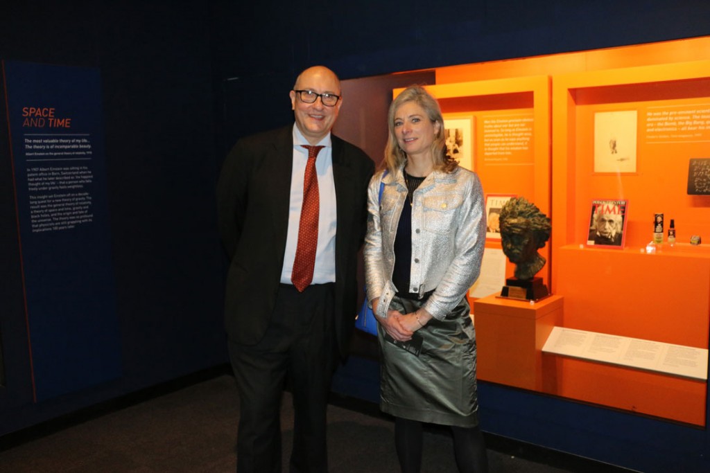Leading cosmologist Lisa Randall, who contributed to the Museum’s Einstein’s Legacy exhibit, with Roger Highfield, Director of External Affairs. Credit: Science Museum.