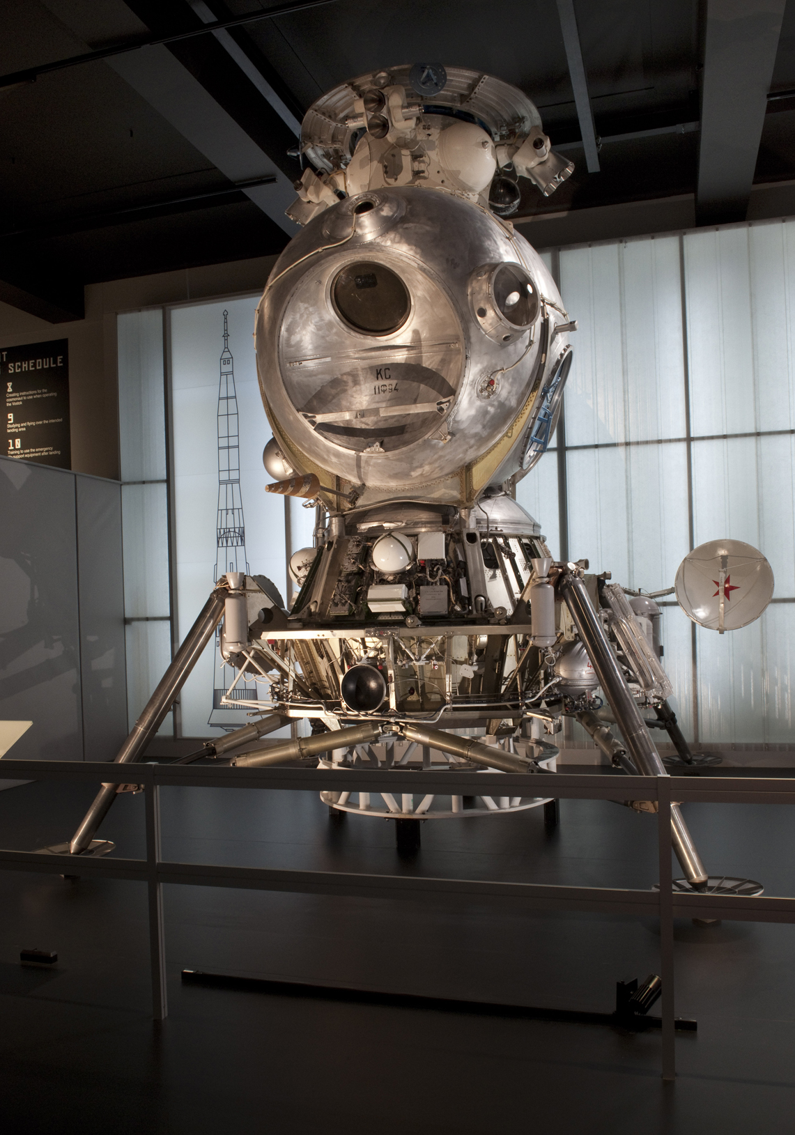 The monumental LK-3 lunar lander (engineering model, 1969) in the Cosmonauts exhibition. Credit: Science Museum