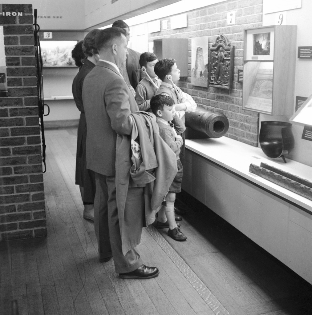 A group undertaking the radio-guided tour in the Iron and Steel Gallery. Credit: Science Museum. 