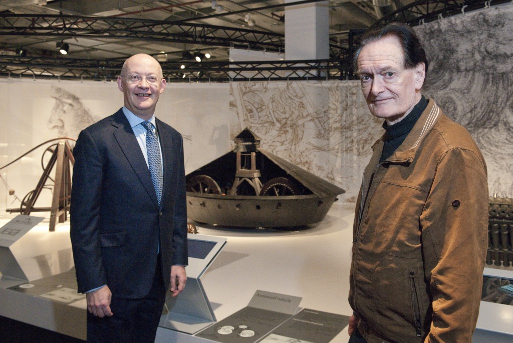 Ian Blatchford, Director of the Science Museum Group, and Professor Martin Kemp at the launch of Leonardo da Vinci: The Mechanics of Genius © Science Museum