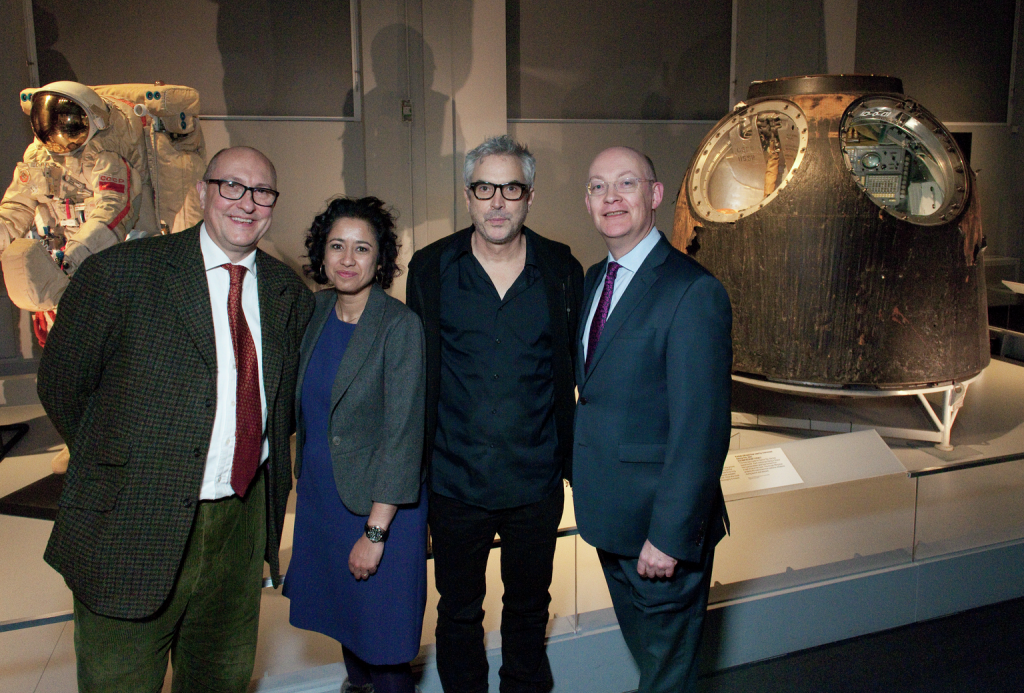 From left to right: Director of External Affairs Roger Highfield, broadcaster Samira Ahmed, Alfonso Cuarón and Science Museum Director Ian Blatchford. 
