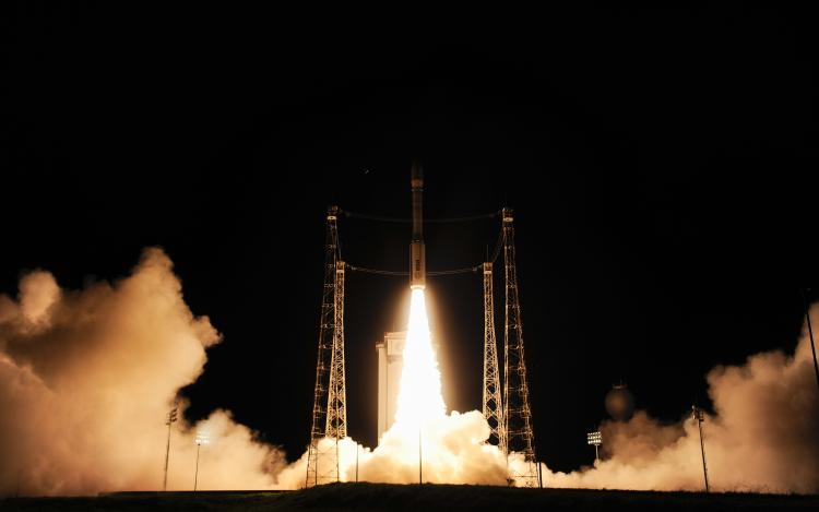 The LISA Pathfinder spacecraft blasts off on board a Vega rocket from French Guiana on 3 December 2015. Credit: ESA