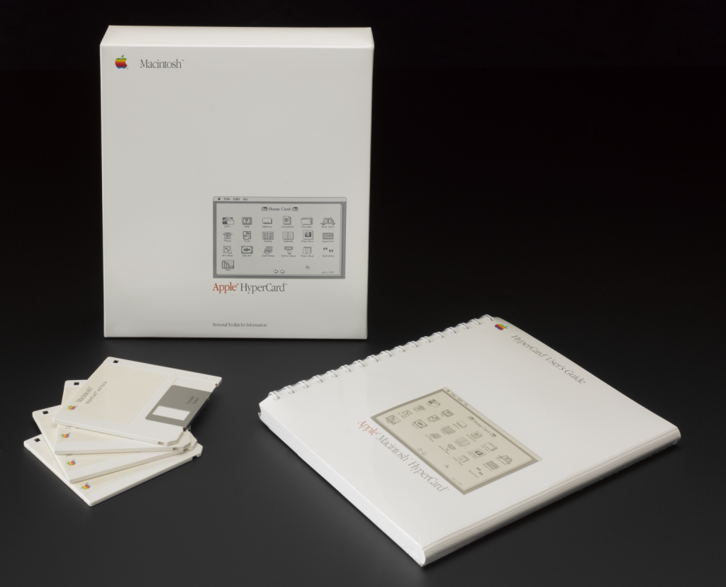 Factory-sealed version of Apple's Hypercard software, made by Apple Inc, United States, 1985. More information available at: https://www.sciencemuseum.org.uk/online_science/explore_our_collections/objects/index/smxg-8399490#na
