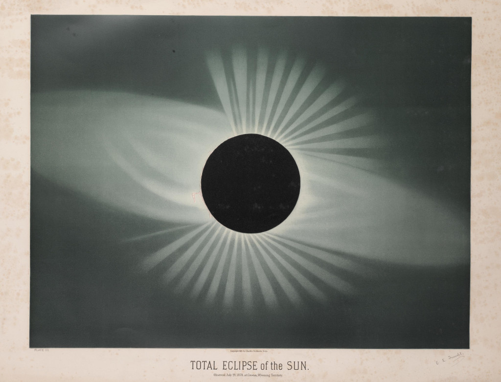 Etienne Trouvelot, Lithograph in colour, Total eclipse of sun; observed 29 July 1878. 