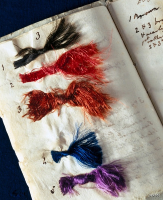 Booklet of coloured threads used by Dalton to test his own colour blindness.