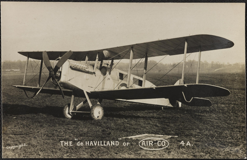De Havilland DH4A, the first daily airline service, with seats for two passengers behind the pilot.
