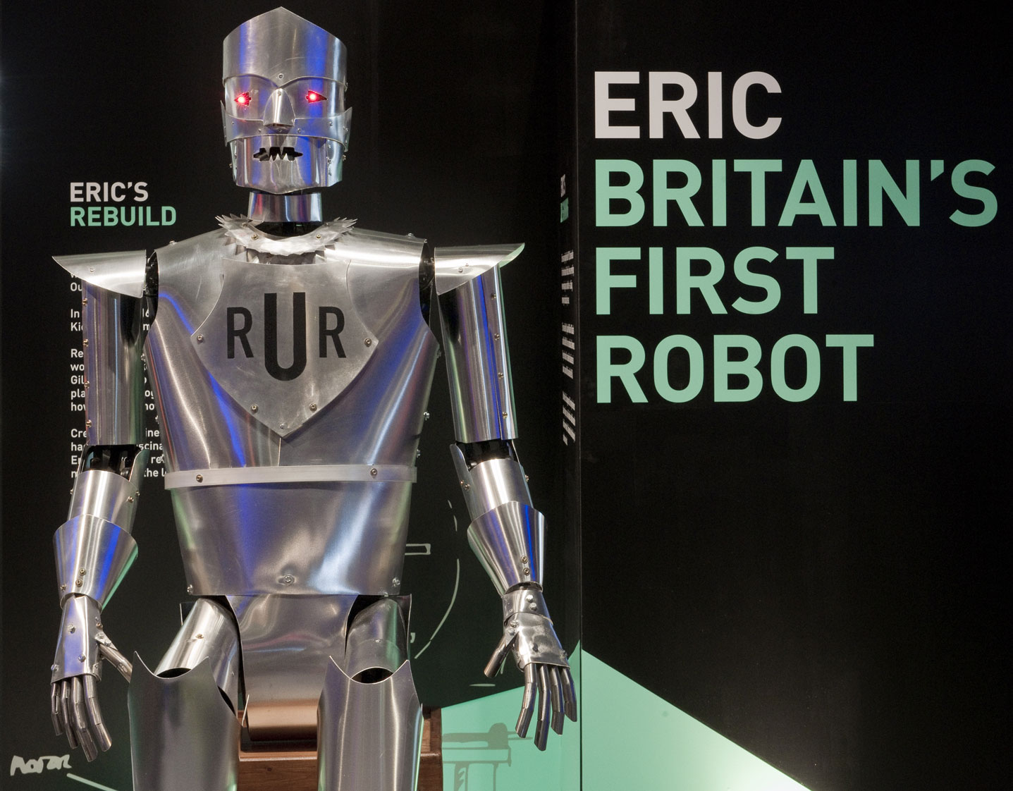 Eric, our replica of the UK's first robot on display at the Science Museum. 