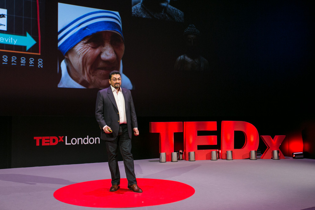 Dr Shamil Chandaria discussing the relationship between long life and ‘good’ life at TEDxLondon at the Science Museum on 18 November 2016