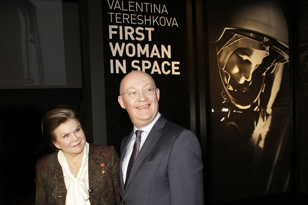 Valentina Tereshkova and Ian Blatchford in the new exhibition