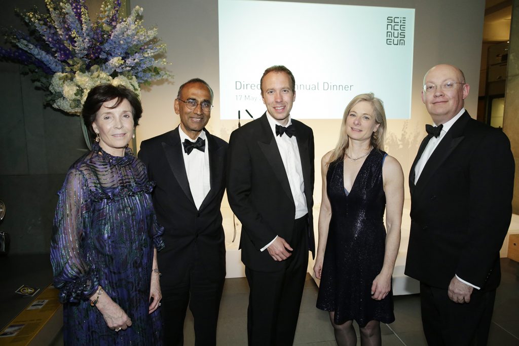 Dame Mary Archer, Sir Venki Ramakrishnan, Matt Hancock MP, Professor Lisa Randall, Ian Blatchford at the 2017 Director's Annual Dinner