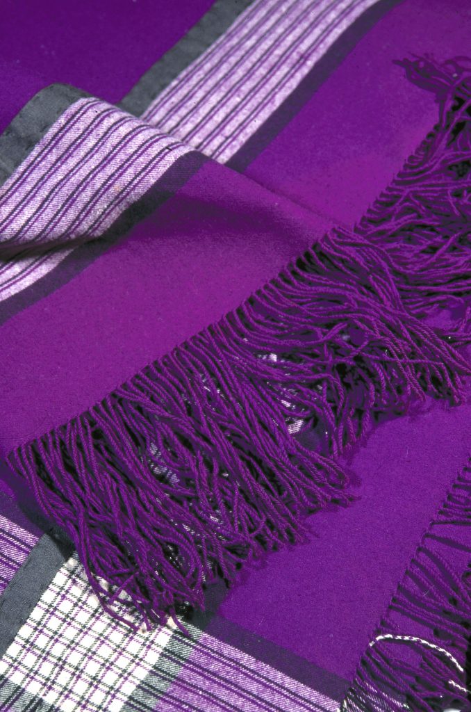 This shawl, dyed with Perkin's mauve dye, was exhibited at the International Exhibition of 1862.
