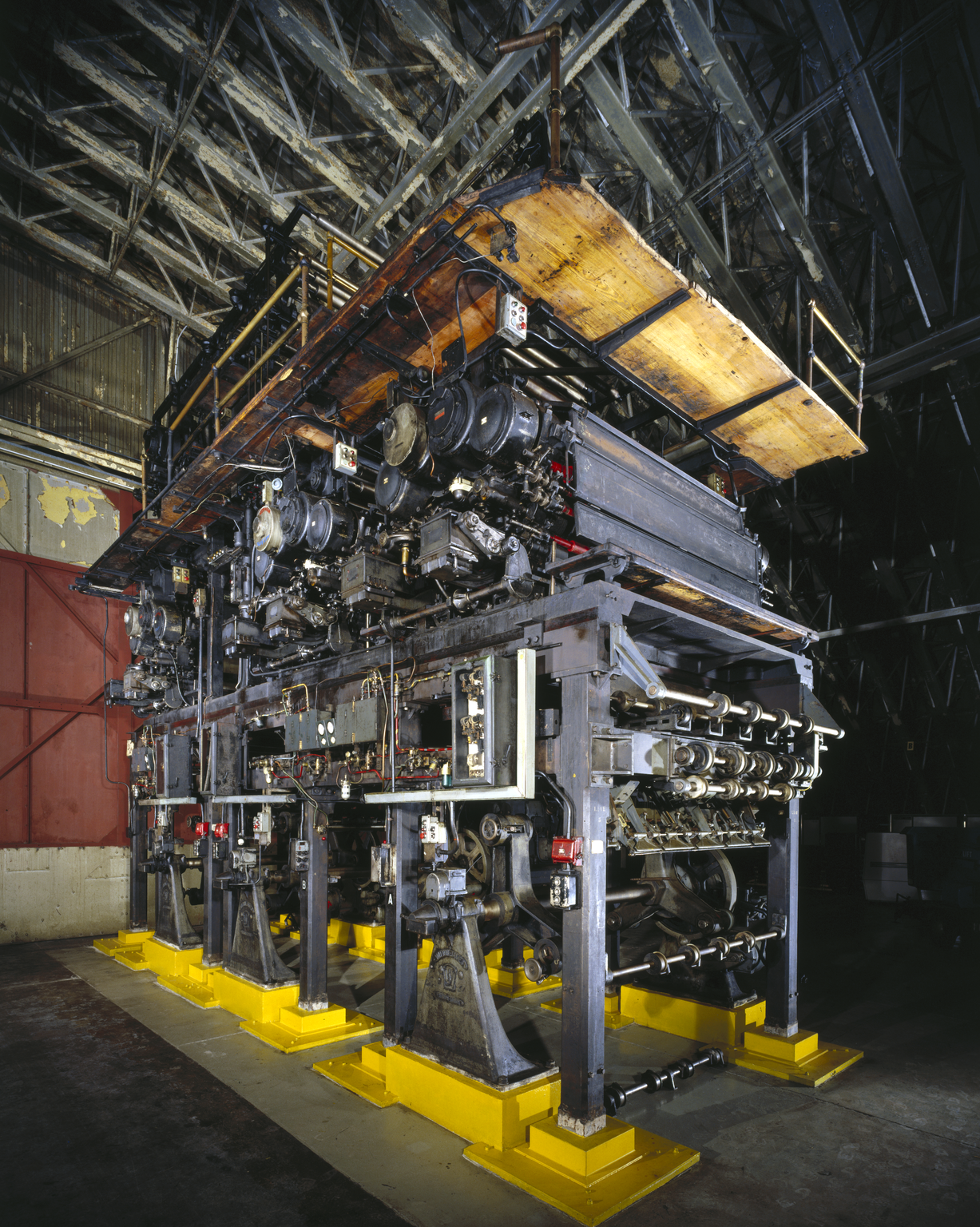 This three-story high printing press was used by the Daily Mail and Evening News (1927-1987).