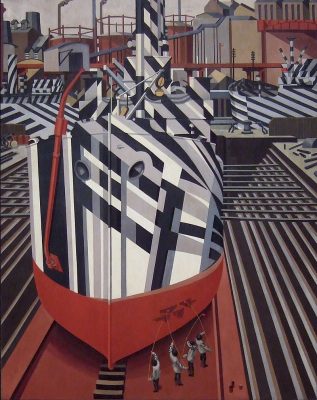 Wadsworth's Dazzle-ships in Drydock at Liverpool