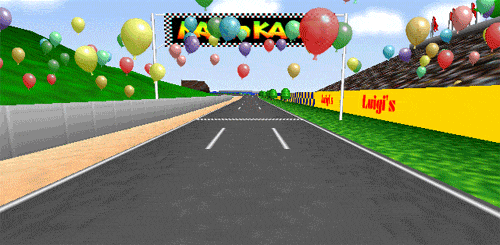 mario kart finish line with balloons