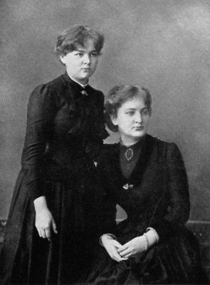 Maria Skłodowska (left) with sister Bronisława, ca. 1886.
