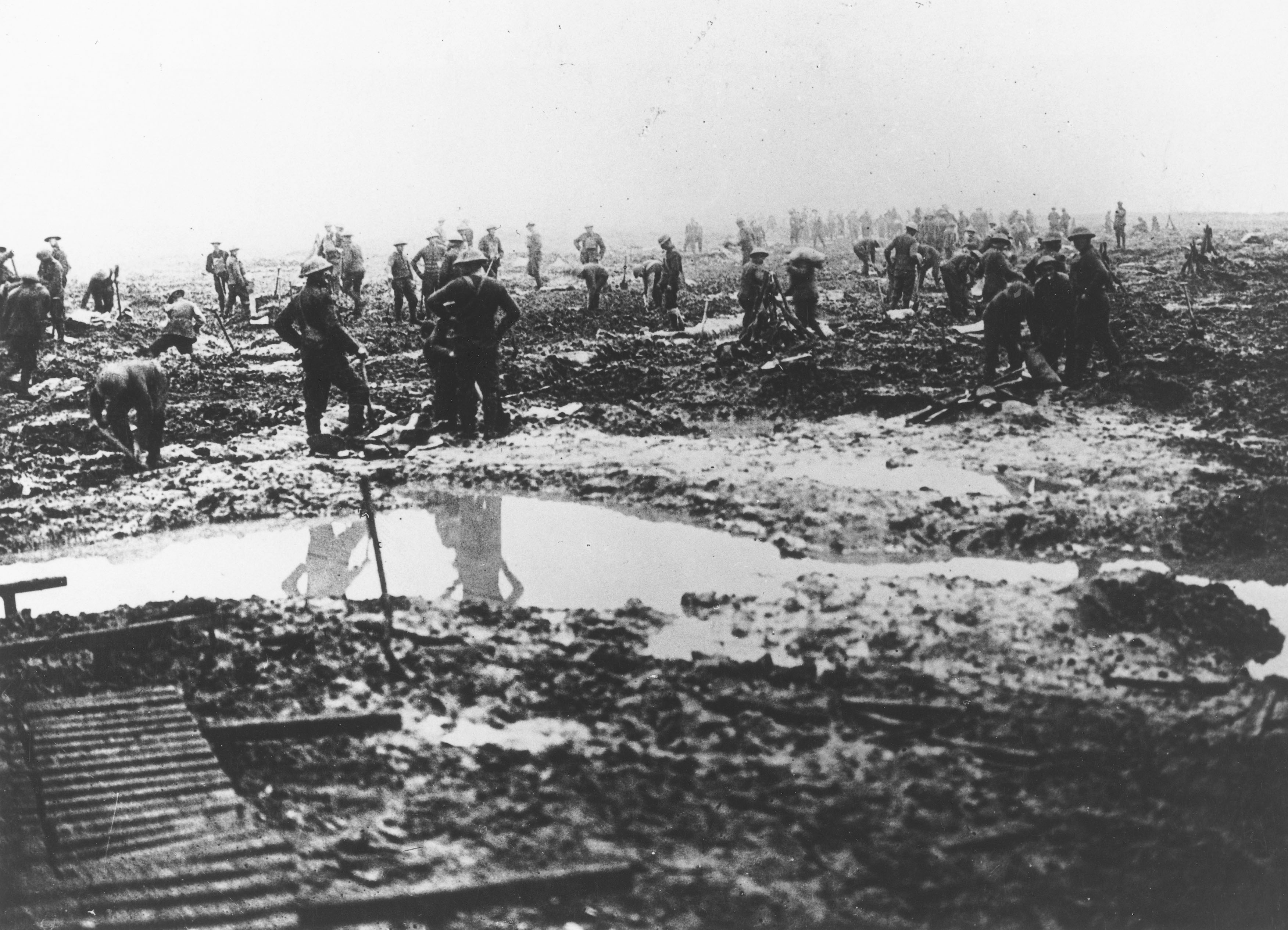 Canadian troops clearing-up after the final advance on Passchendaele