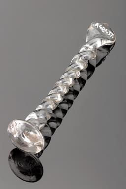 Ornate twisted glass stirring rod, made by the Phoenix Glassworks in Bristol, UK. 