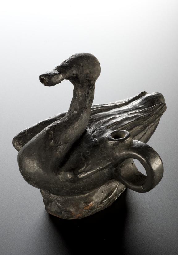 Earthenware feeding bottle in the form of a Swan