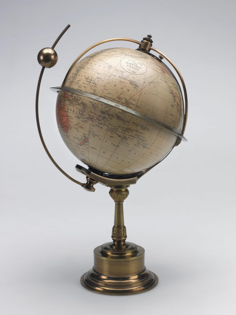 Timepiece components from 'Empire' clock, 1909, 'Empire' type world clock for indicating the time around the globe at various longitudes