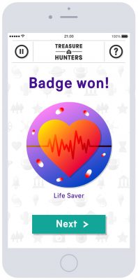 Example of a badge that can be won in Treasure Hunter
