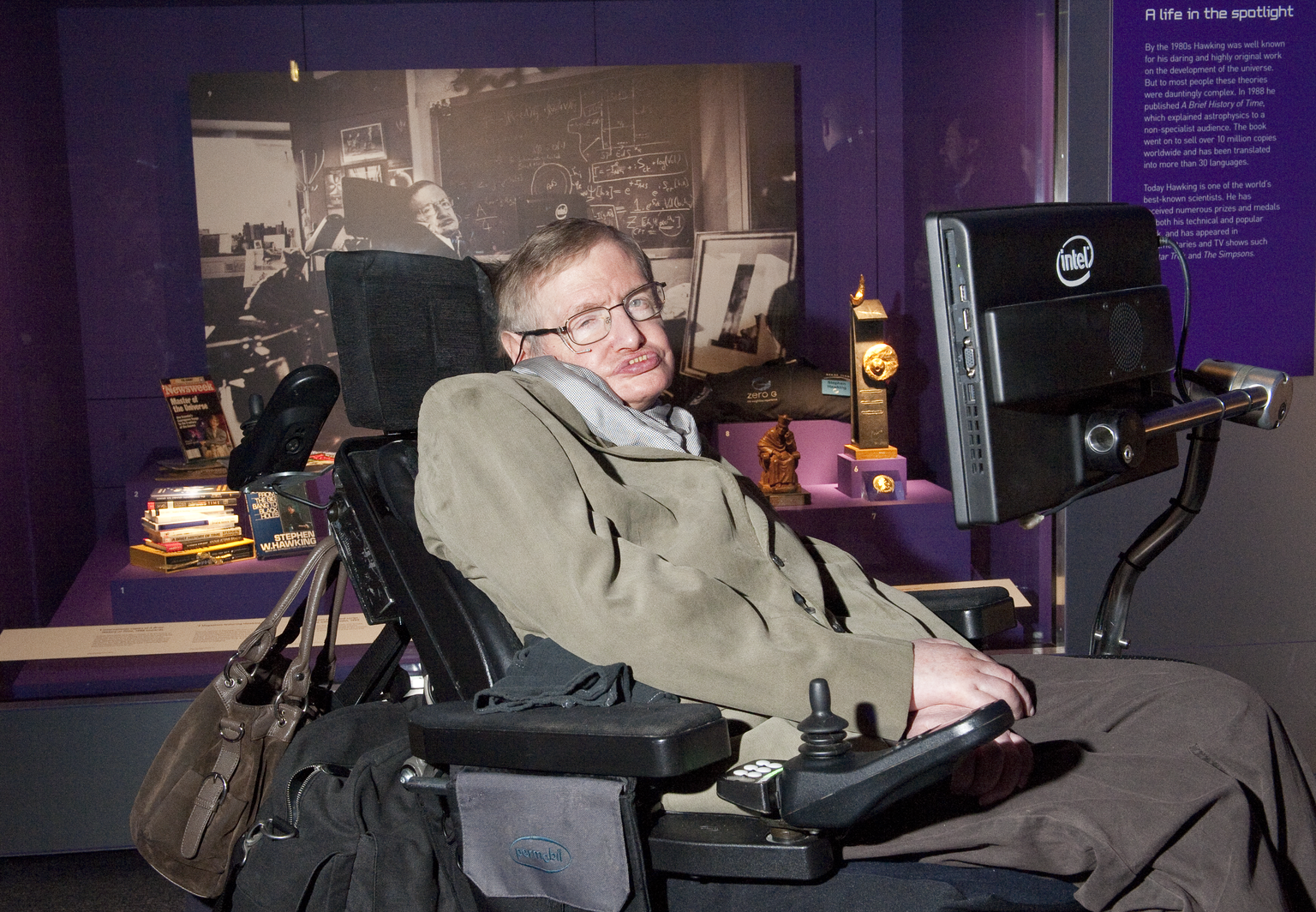Stephen Hawking at a Science Museum exhibition celebrating his 70th Birthday
