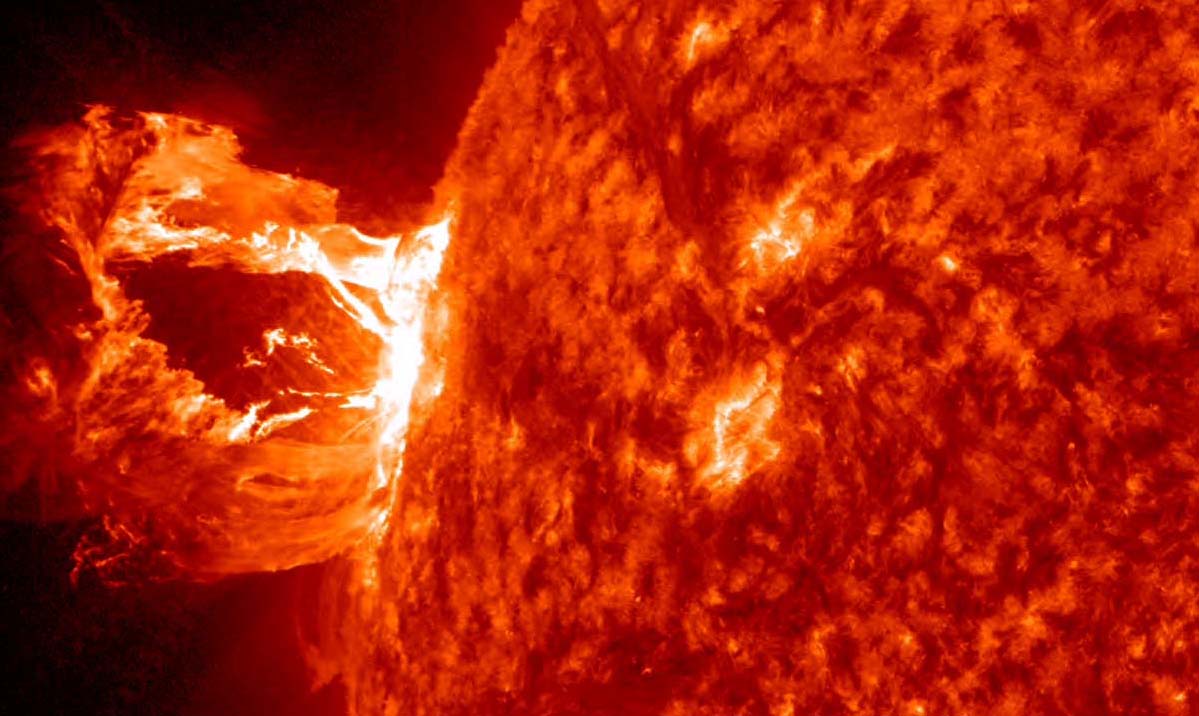 Solar storm image courtesy of NASA/SDO and the AIA, EVE, and HMI science teams.