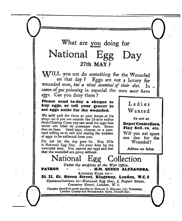 ‘National Egg Day’ advert in The Times, 1918. Credit: The Times Digital Archive